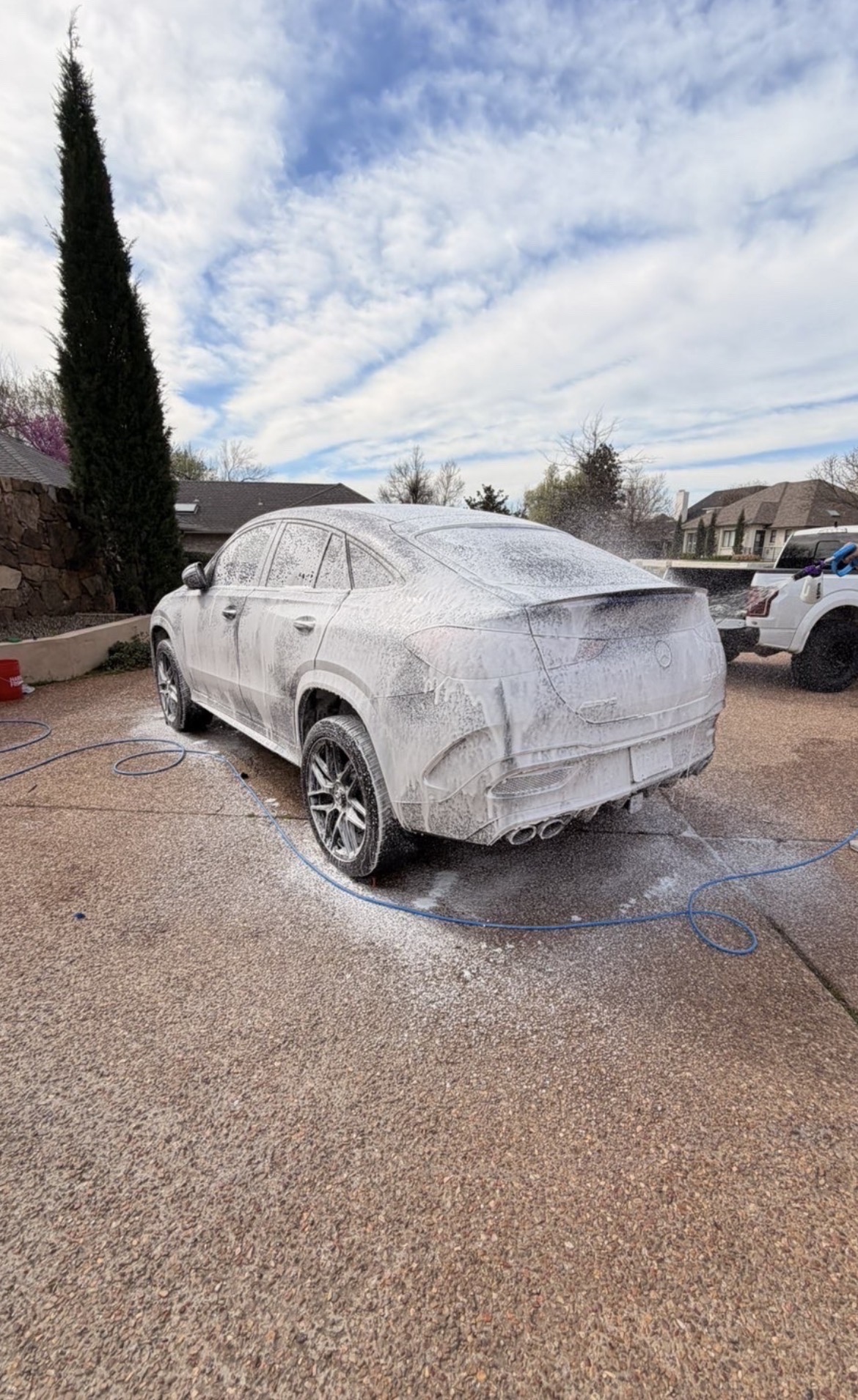 Mercedes-AMG GLE Coupe covered in foam during wash by JBG Auto Spa